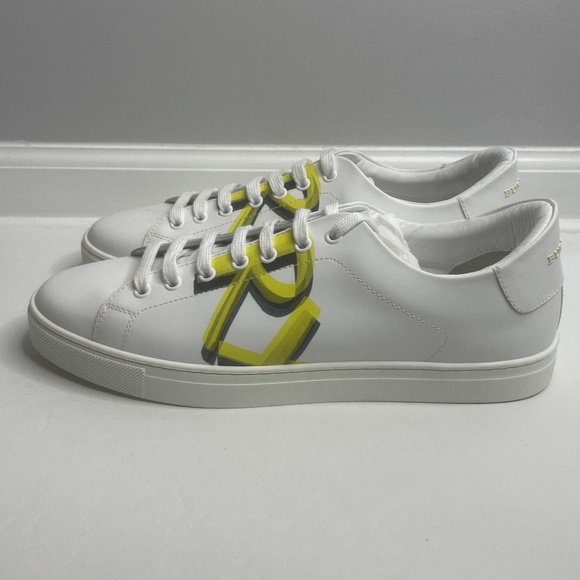 Burberry White Yellow Graffiti Logo Sneakers Italy Size 43 ITLE0SH074CAS - Picture 3 of 13